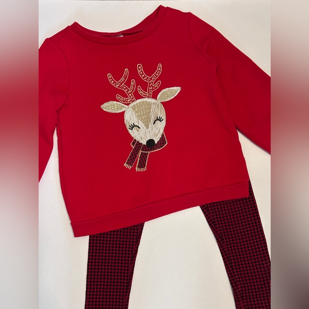 Carter’s Girls 2 piece Reindeer Fleece Top and Leggings - Picture 4 of 8